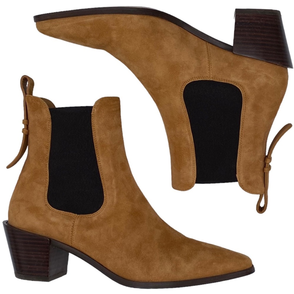 Frame Le Lexington Suede Leather Chelsea Boot Whiskey Size 7